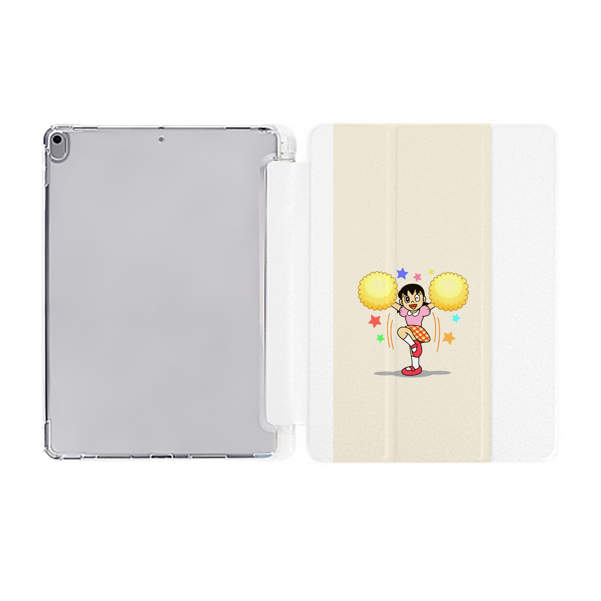 （画像用） ドラえもん みなもと しずか Doraemon Shizuka Minamoto IPad ケース ペン収納付き 三つ折りスタンド PUレザー×シリコン 対応機種9.5/10.5/10.9インチ